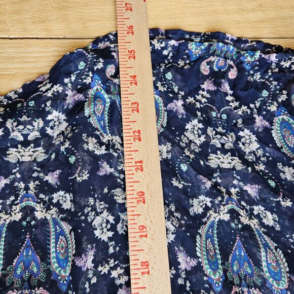 Papermoon Dressy Blouse  for  Stitch Fix Navy Paisley Sheer Long Sleeve, Med - Picture 9 of 9